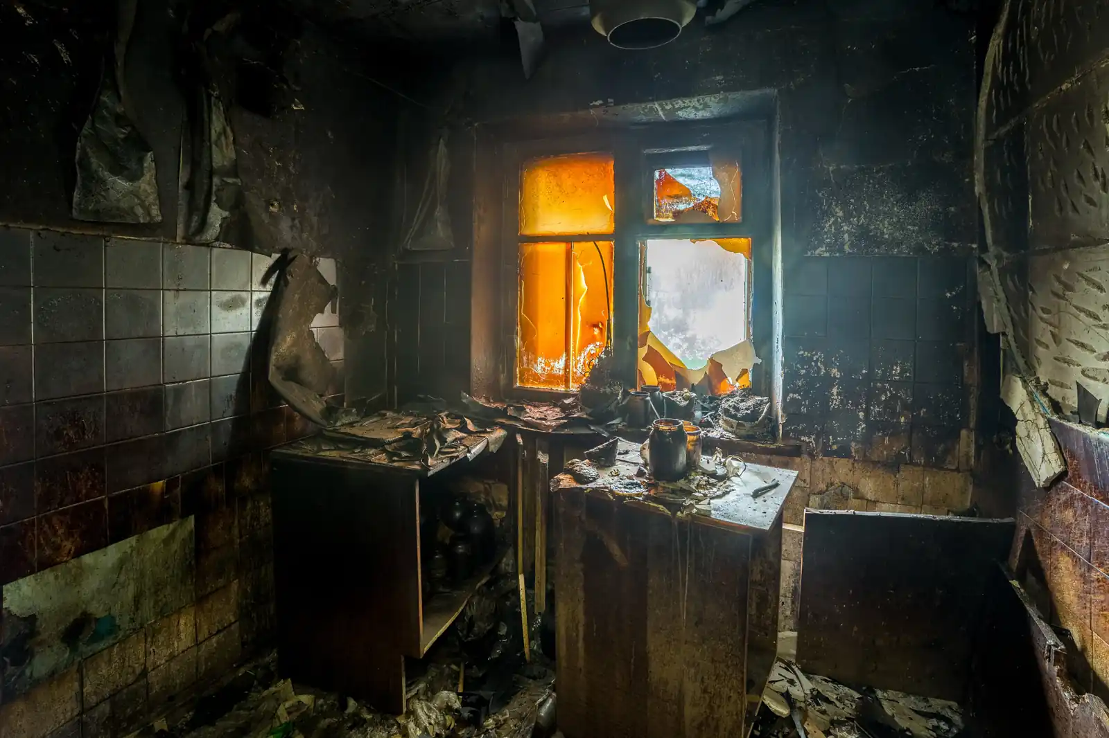 Fire damage restoration crew responding to a house fire in Nashville, TN near 37201